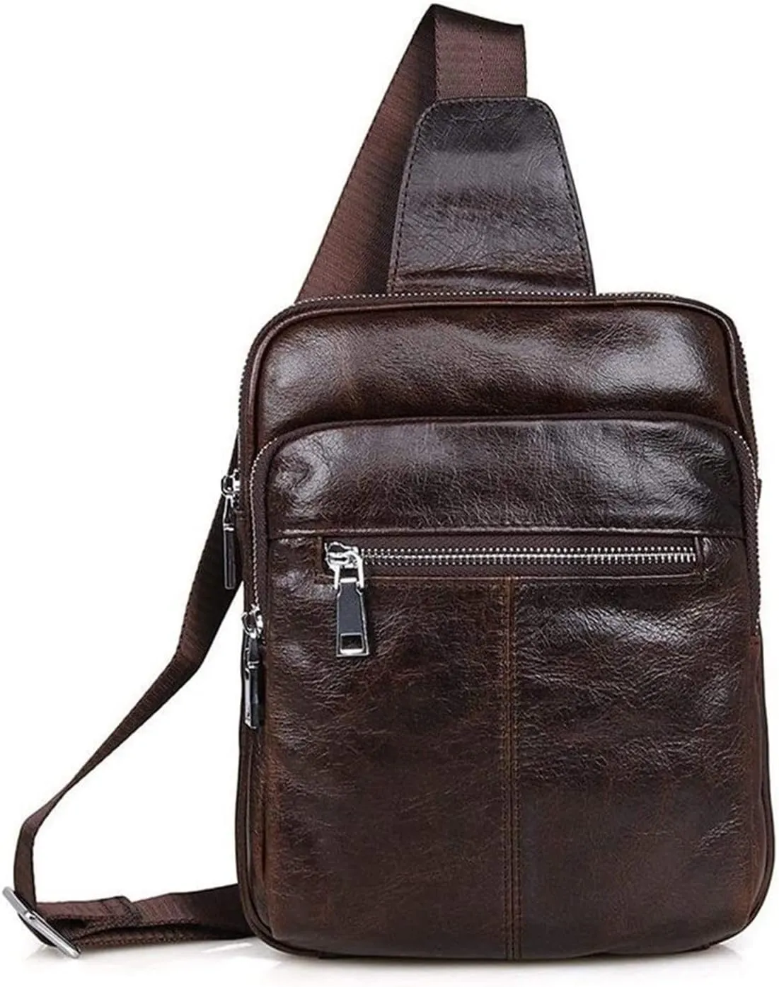 Chest Shoulder Sling Bag, Leather Sling Bag Sports Daypack Tablet Shoulder Chest Crossbody Bags Outdoor Travel