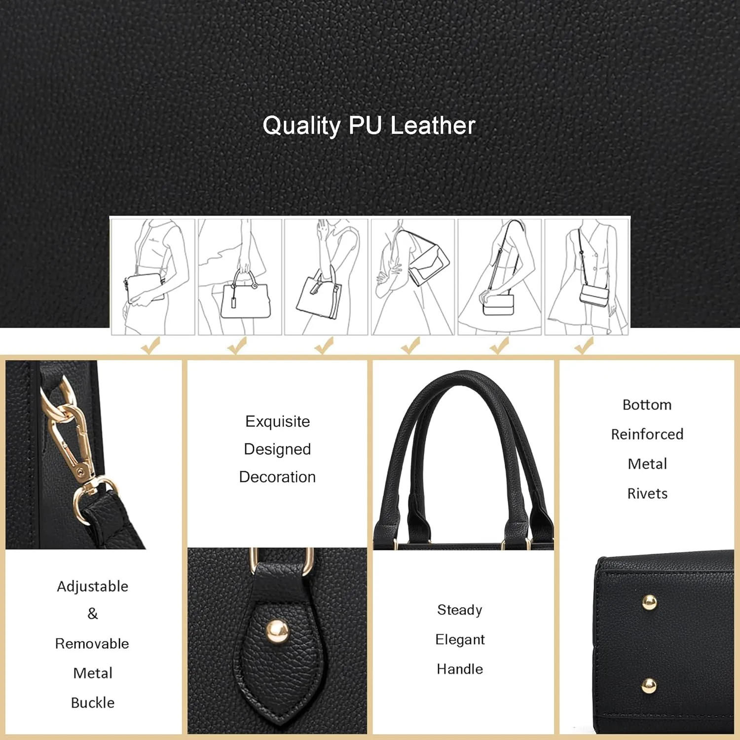 CHICAROUSAL Crossbody Purses and Handbags for Women PU Leather Tote Top Handle Satchel Shoulder Bags