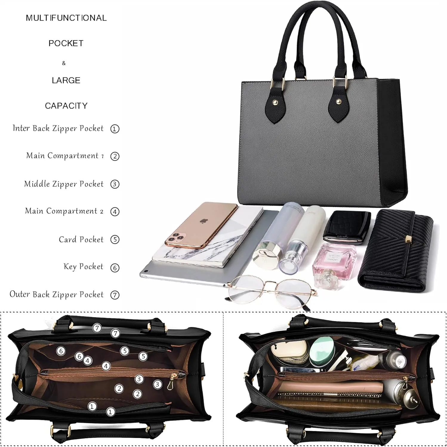 CHICAROUSAL Crossbody Purses and Handbags for Women PU Leather Tote Top Handle Satchel Shoulder Bags