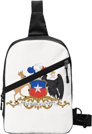 Chile Chilean Flag Coat Arms Crossbody Bag Portable Sling Bags Foldable Chest Daypack Reusable Sports Shoulder Backpack Diagonally Casual Rucksack Travel Bag