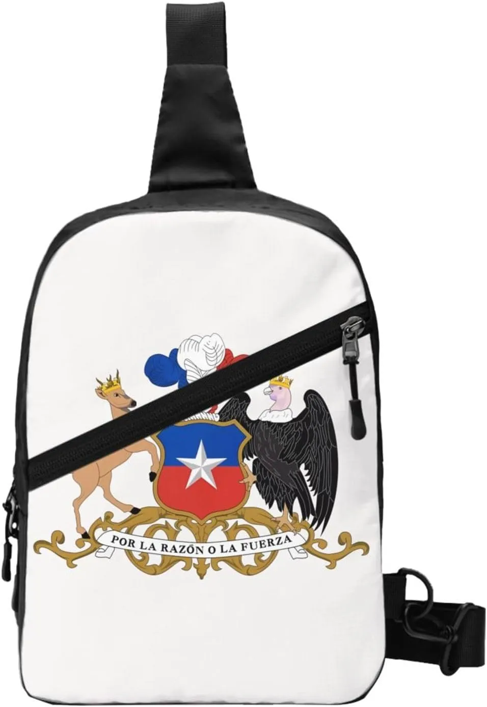 Chile Chilean Flag Coat Arms Crossbody Bag Portable Sling Bags Foldable Chest Daypack Reusable Sports Shoulder Backpack Diagonally Casual Rucksack Travel Bag