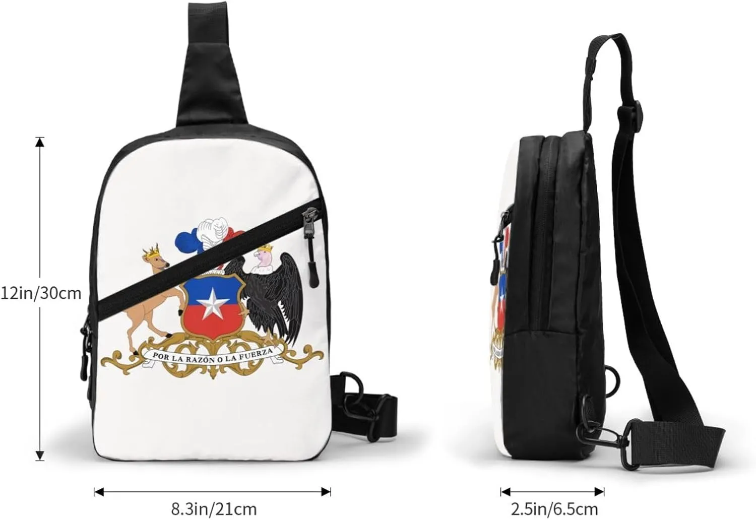 Chile Chilean Flag Coat Arms Crossbody Bag Portable Sling Bags Foldable Chest Daypack Reusable Sports Shoulder Backpack Diagonally Casual Rucksack Travel Bag