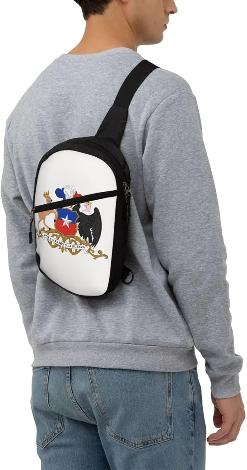 Chile Chilean Flag Coat Arms Crossbody Bag Portable Sling Bags Foldable Chest Daypack Reusable Sports Shoulder Backpack Diagonally Casual Rucksack Travel Bag