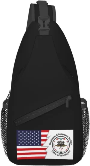 Chippewa Michigan Logo And America Crossbody Bags For Women Men Chest Backpack Gym Shoulder Bag Travel Outdoor Sports Casual Crossbody Bags