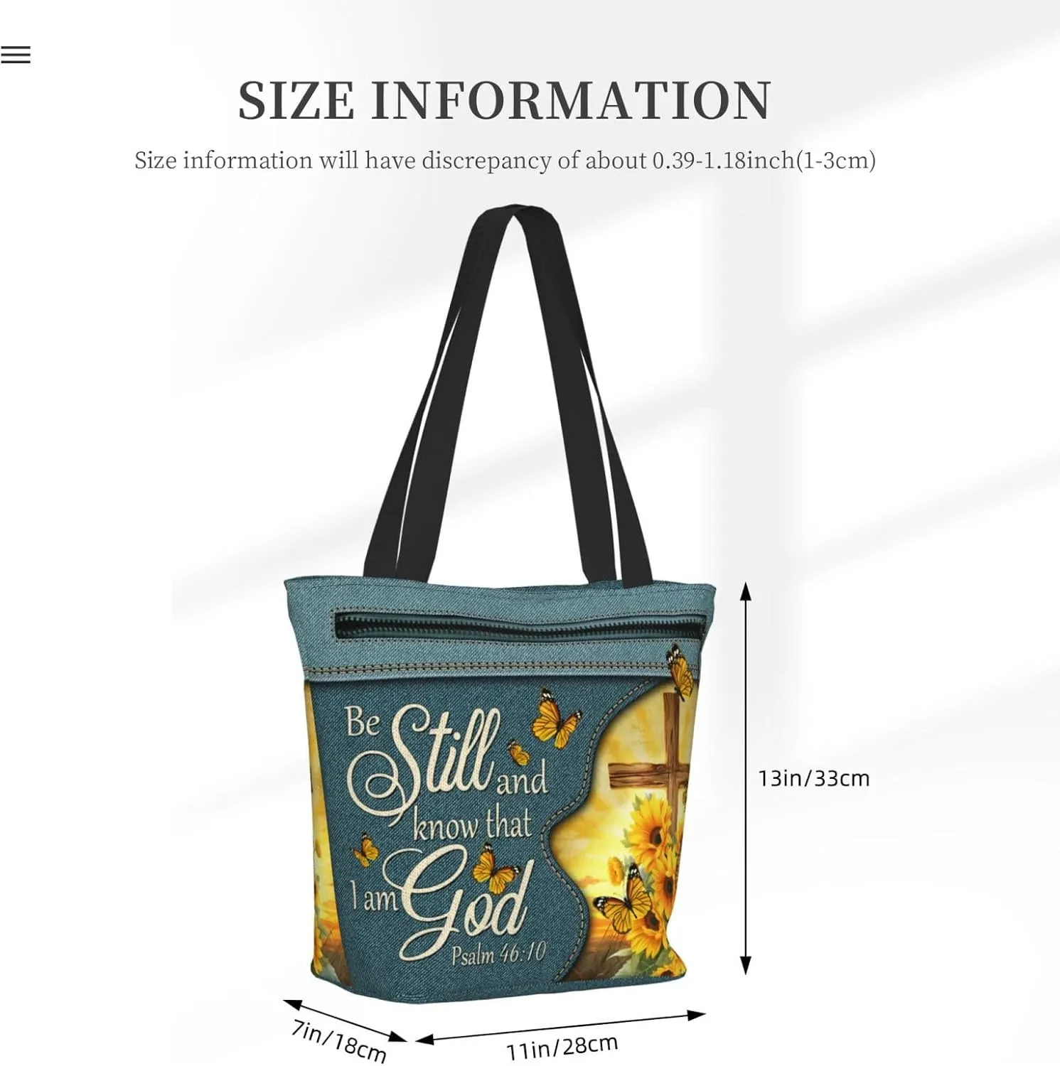 Christian Gifts Reusable Shopping Tote Bag Zippered Inspirational Tote Bags for Women Bible Verse Shoulder Bag