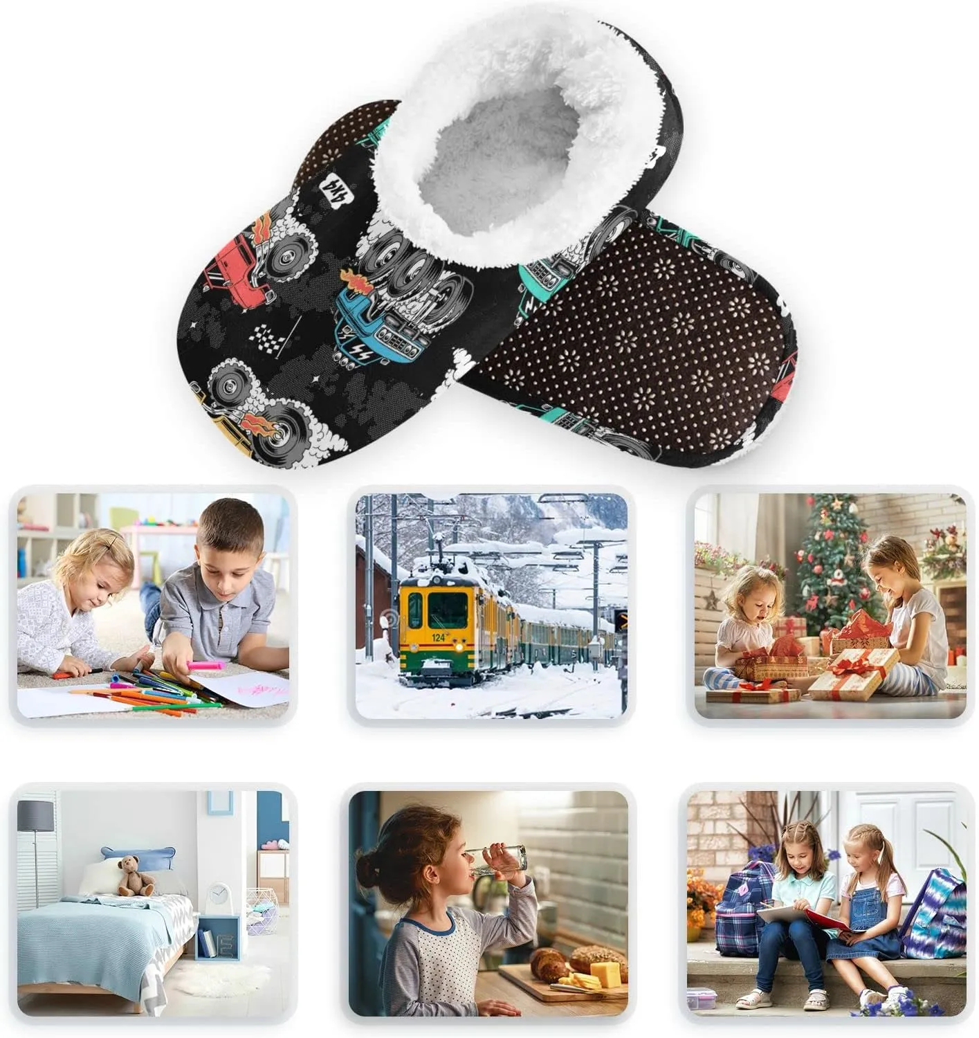 Christmas Boys Girls House Slippers Kids toddler Home Shoes Winter Indoor shoes XS