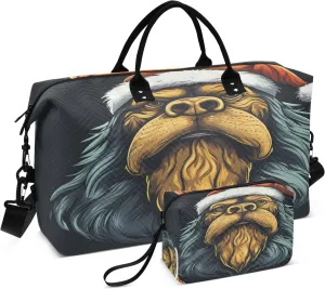 Christmas Pattern Walrus Travel Duffel Bags Gym Bag Weekender Handbag with Toiletry Bag for Women Girls Men