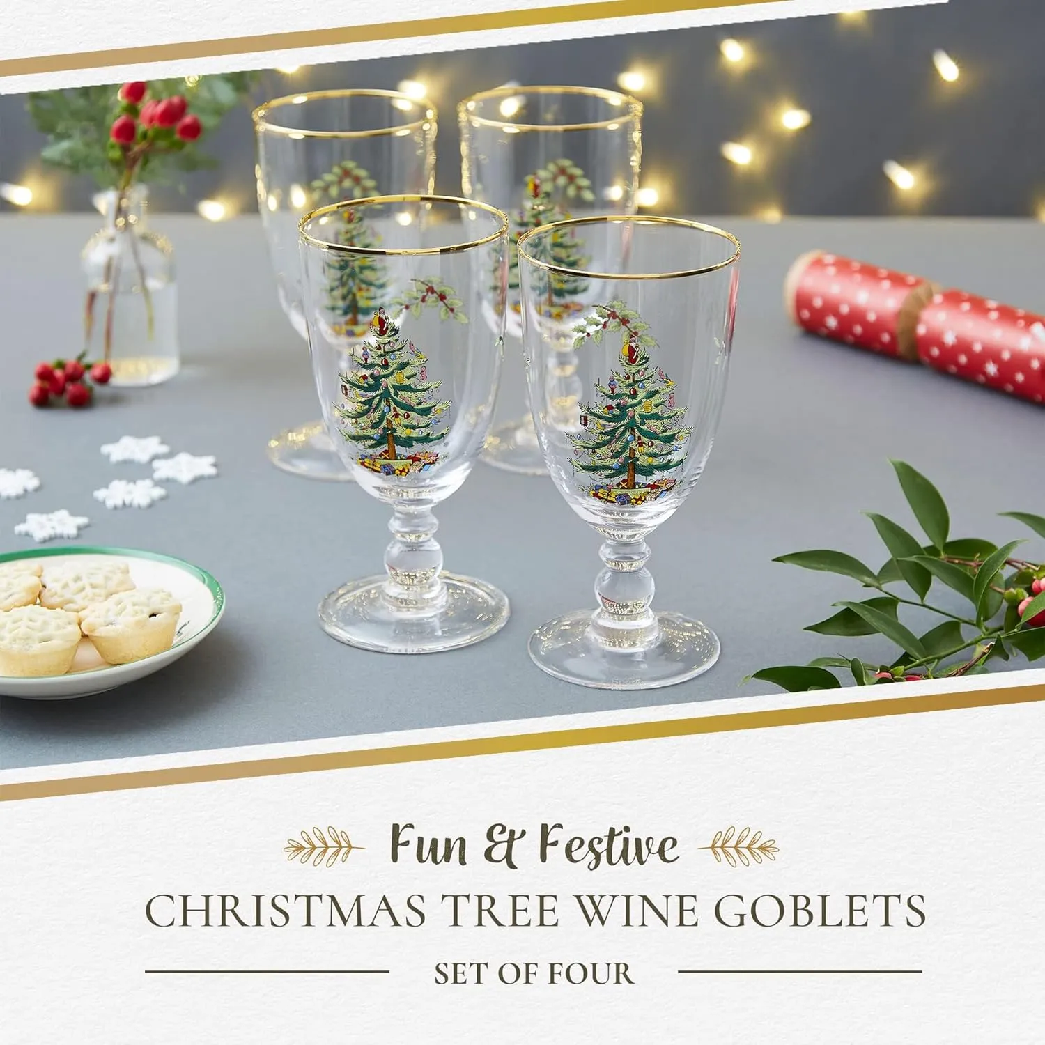 CHRISTMAS TREE S/4 PED GOBLET 960