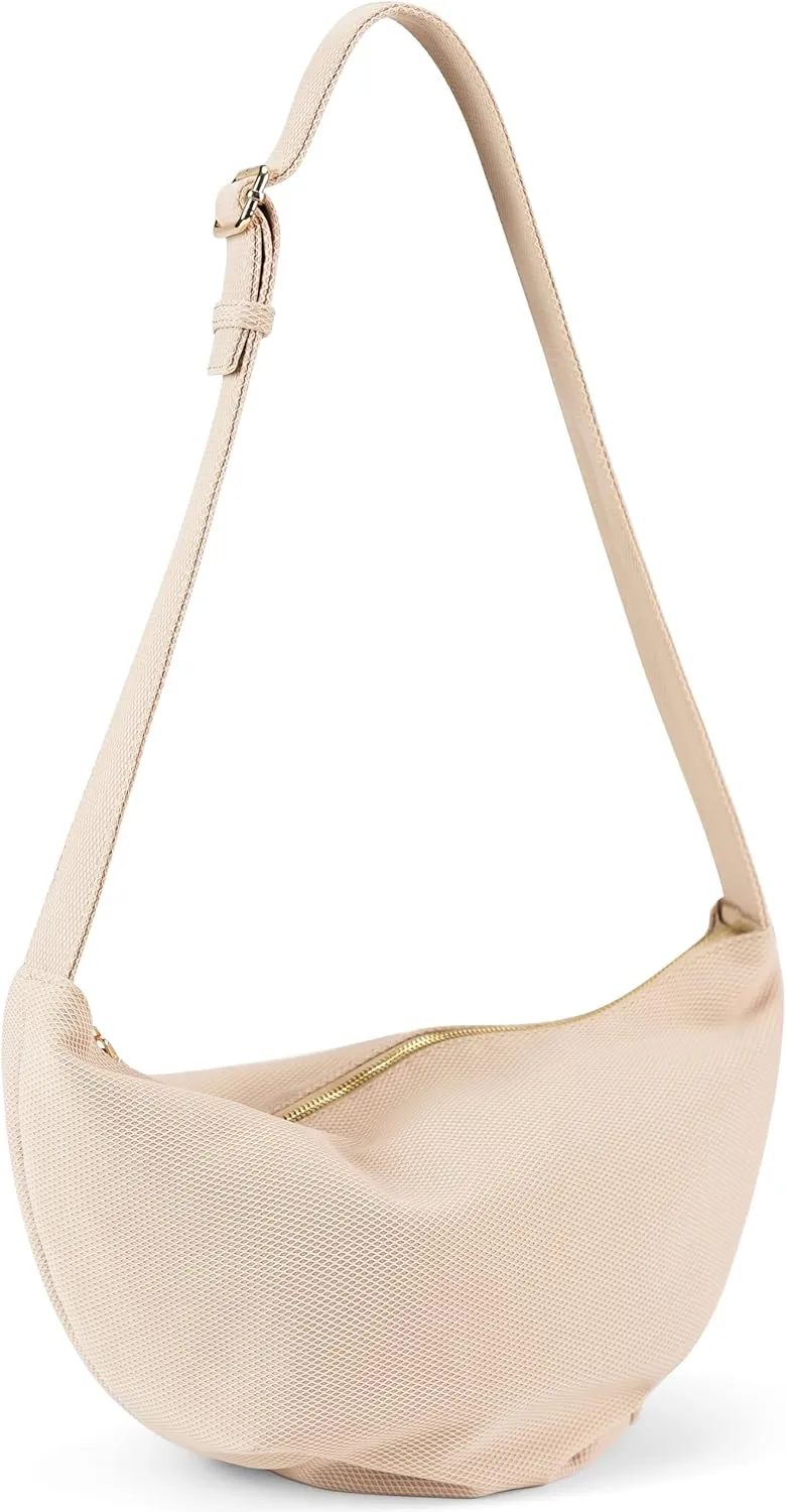 Chrysansmile Nylon Crossbody Bags for Women Crescent Cross Body Purse Large Hobo Bag Casual Dumpling Bag for Travel