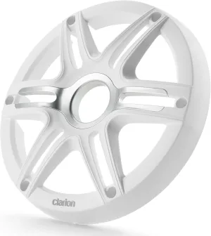 Clarion CMGP-101-SW 10-inch Premium Subwoofer Grille Sport Style, White, with Metallic Silver Accents