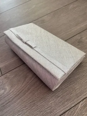 Classic Sinamay Metallic White Clutch Bag For Weddings