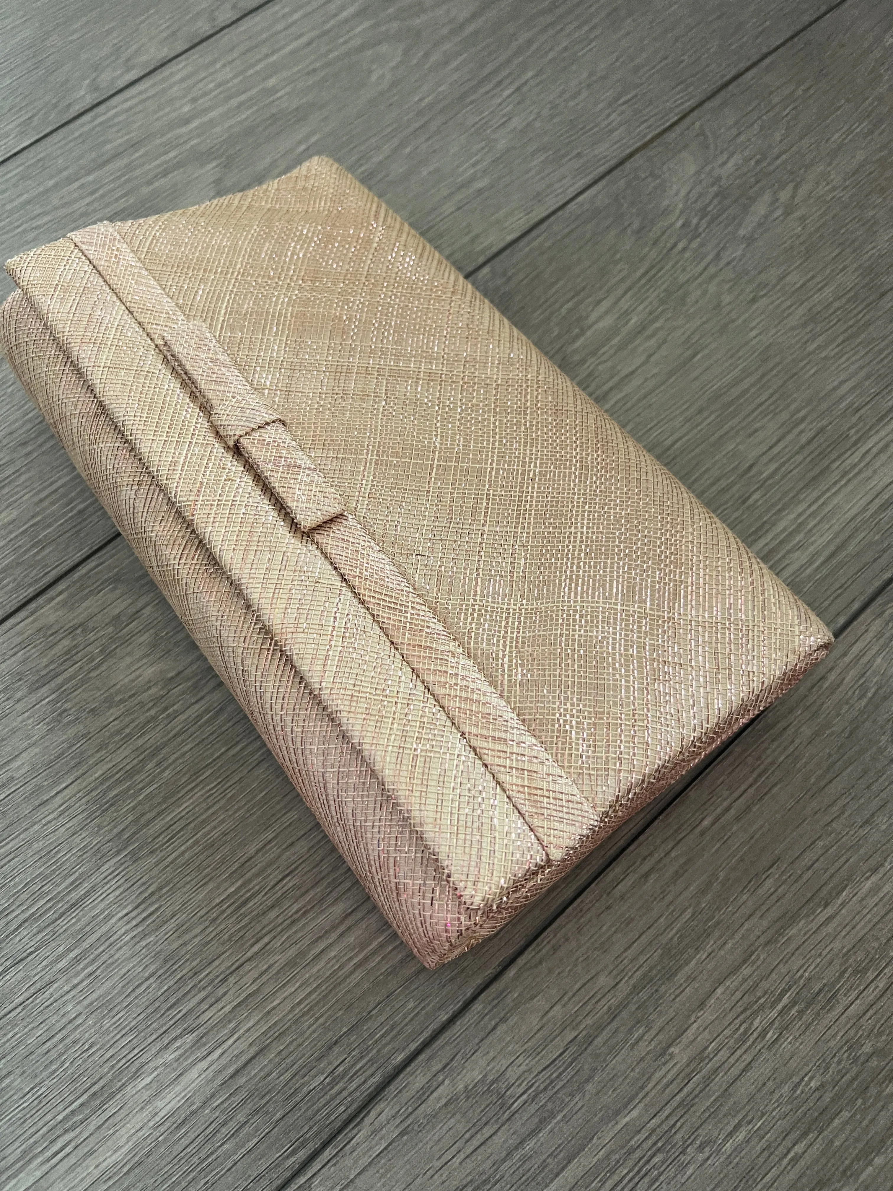 Classic Sinamay Rose Gold Clutch Bag For Weddings