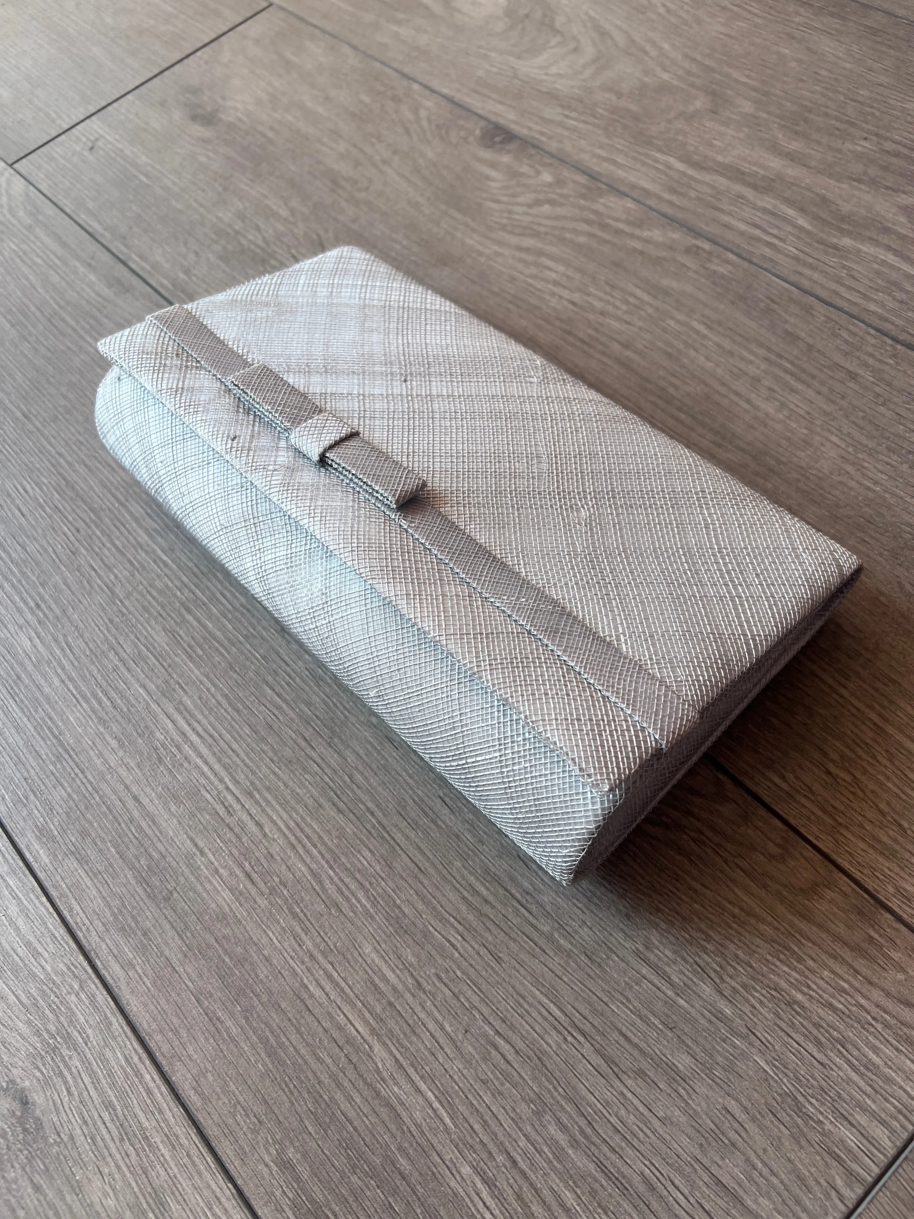 Classic Sinamay Silver Clutch Bag For Weddings