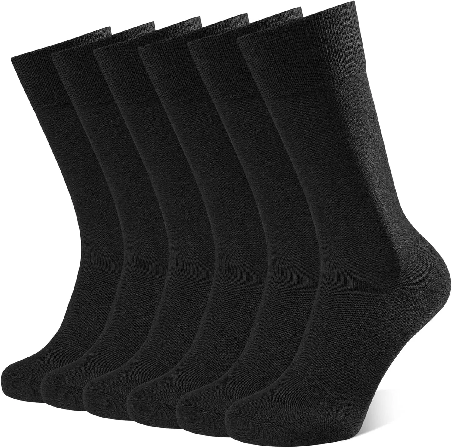 CLOSEMATE Mens Classic Solid & Patterned Dress Crew Socks - Combed Cotton and Soft 6 Pairs