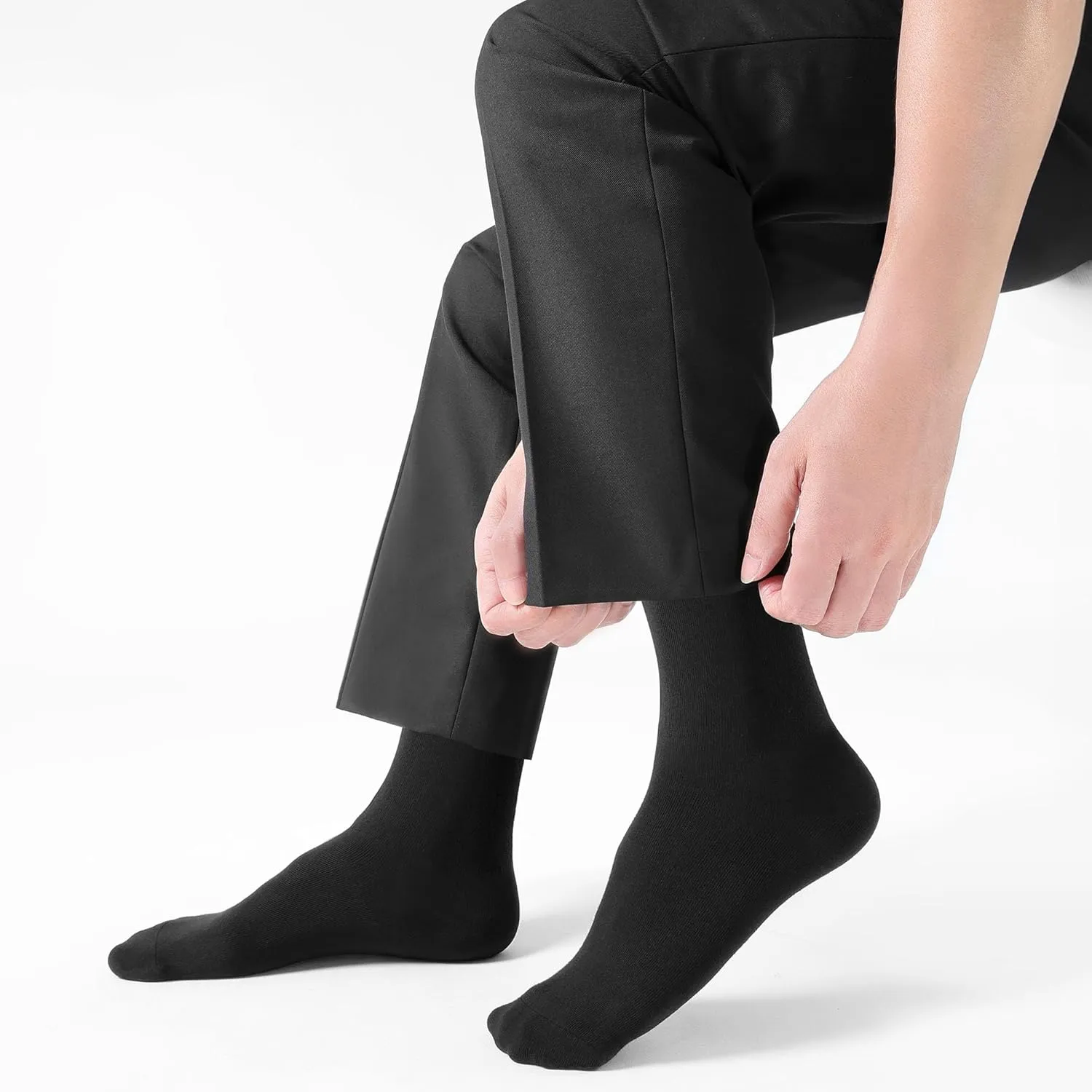 CLOSEMATE Mens Classic Solid & Patterned Dress Crew Socks - Combed Cotton and Soft 6 Pairs