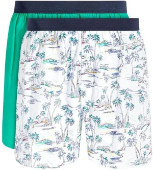 Club Room Men's 2-Pk. Tropical & Solid Boxer Shorts White Green Large