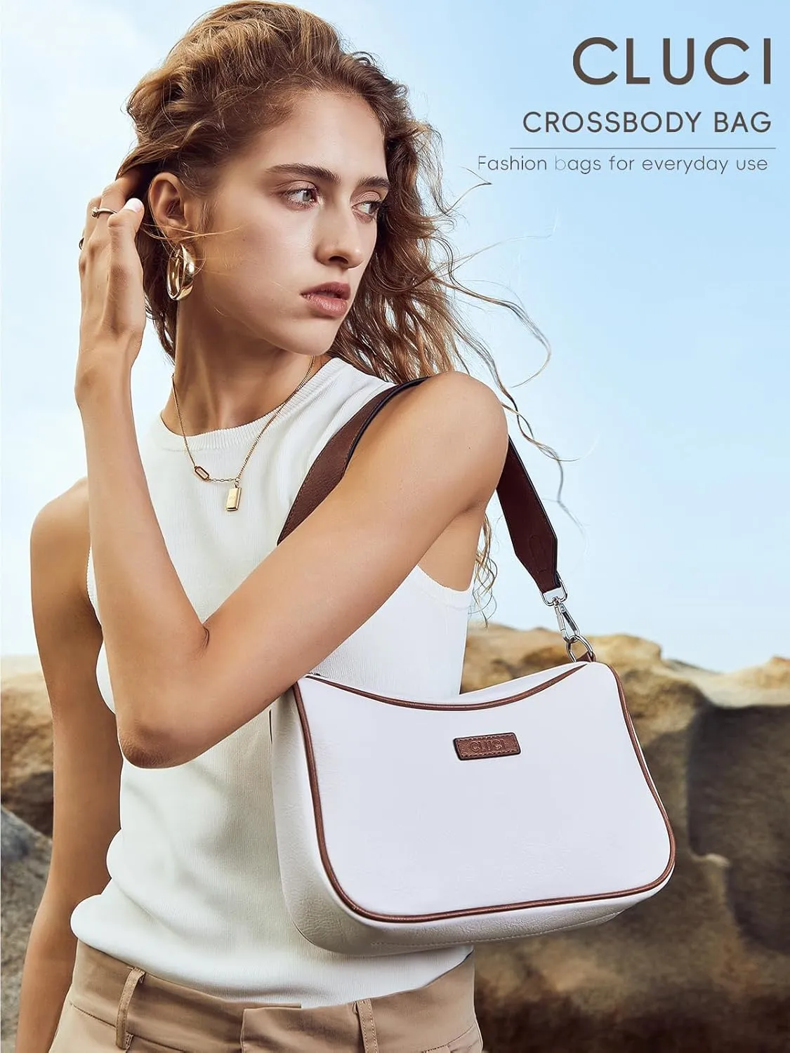 CLUCI Small Crossbody Purses for Women Vegan Leather Crossbody Bags Trendy Shoulder Handbags with 2 Wide Strap
