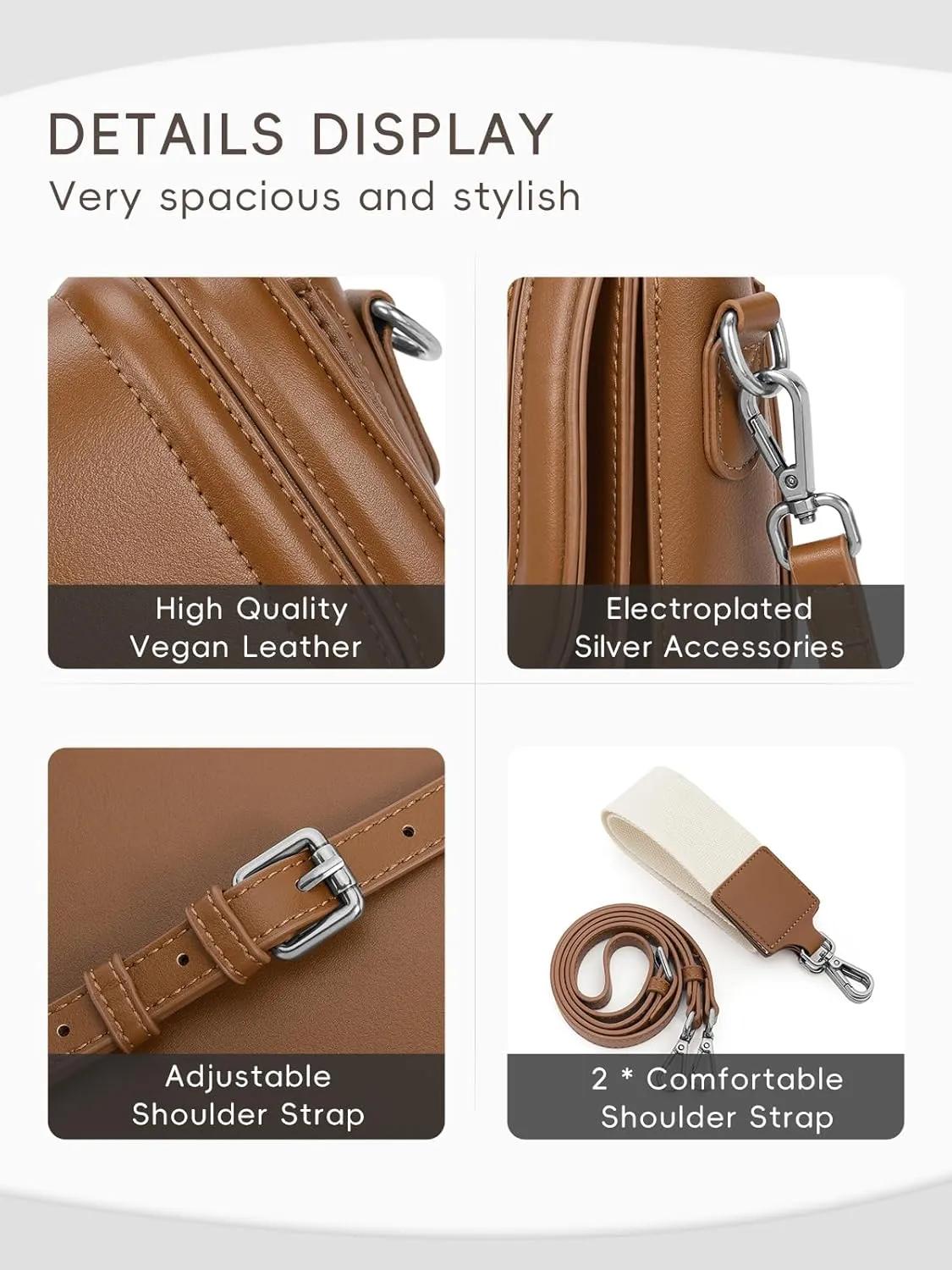 CLUCI Small Purses for Women Trendy,Vegan leather Shoulder Bag Crossbody Bags for Women With 2 Shoulder Straps