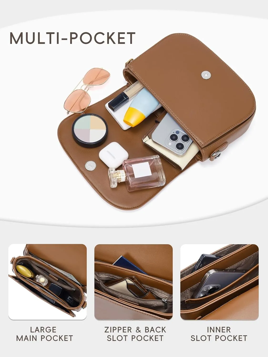 CLUCI Small Purses for Women Trendy,Vegan leather Shoulder Bag Crossbody Bags for Women With 2 Shoulder Straps