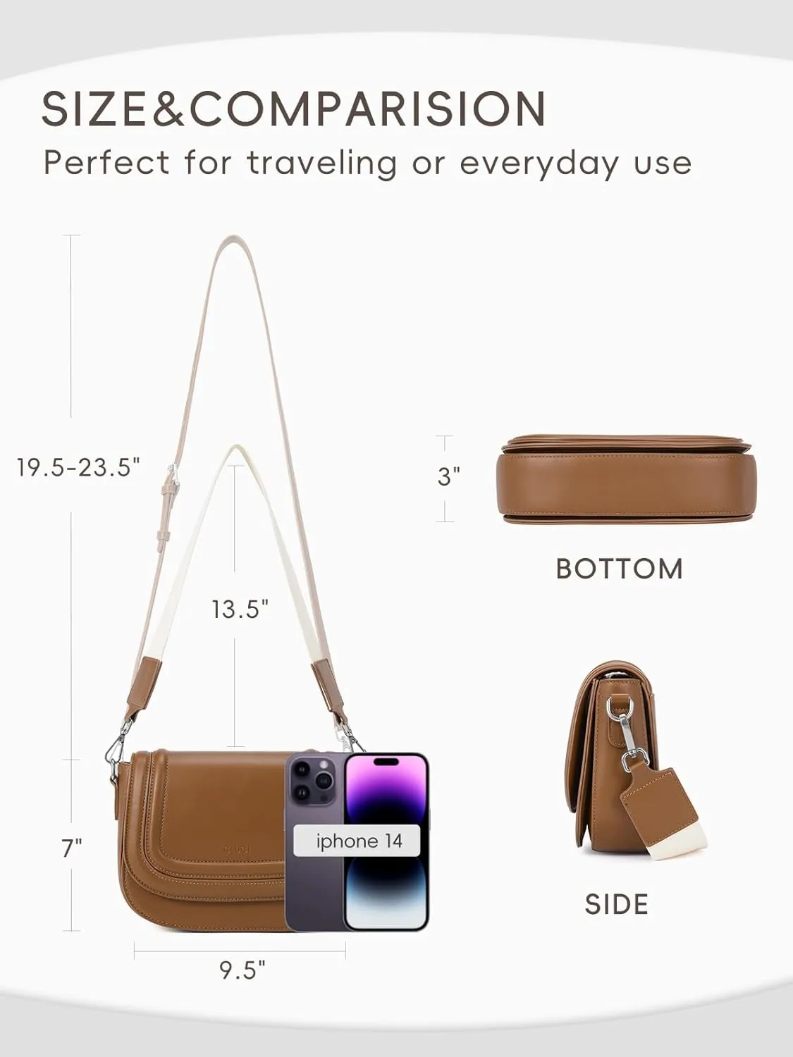 CLUCI Small Purses for Women Trendy,Vegan leather Shoulder Bag Crossbody Bags for Women With 2 Shoulder Straps