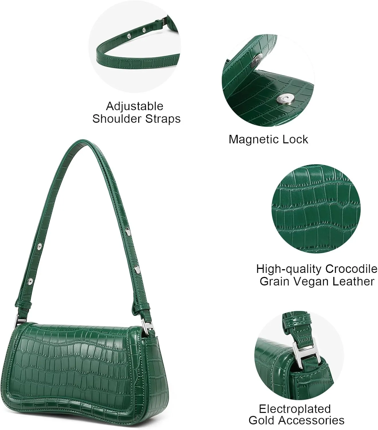 CLUCI Small Shoulder Bags,Purses for Women Vegan Leather Crossbody Handbag Clutch Hobo Purse