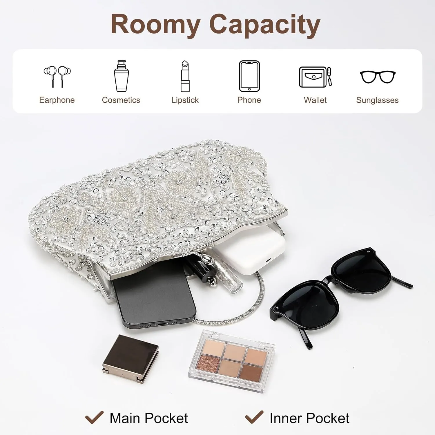 Clutch Purse Evening Clutch Bag Handbag Cross Body Bag Wallet for Women Formal Wedding Club Party