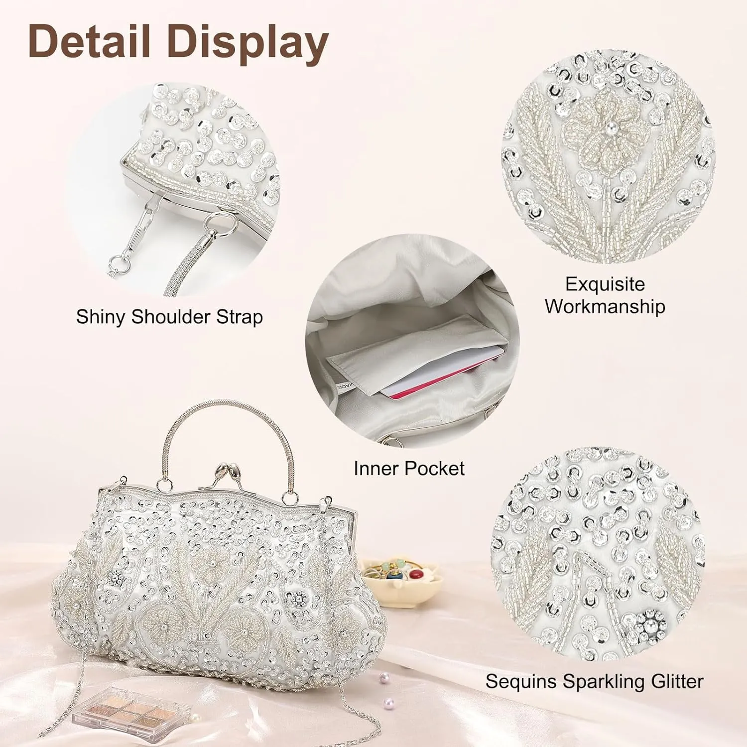 Clutch Purse Evening Clutch Bag Handbag Cross Body Bag Wallet for Women Formal Wedding Club Party