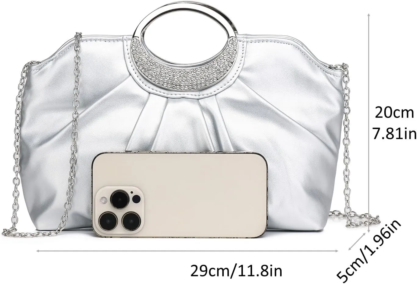 Clutch Purses for Women Elegant Pleated Evening Bag Fashion PU Leather Purse for Prom Cocktail Wedding