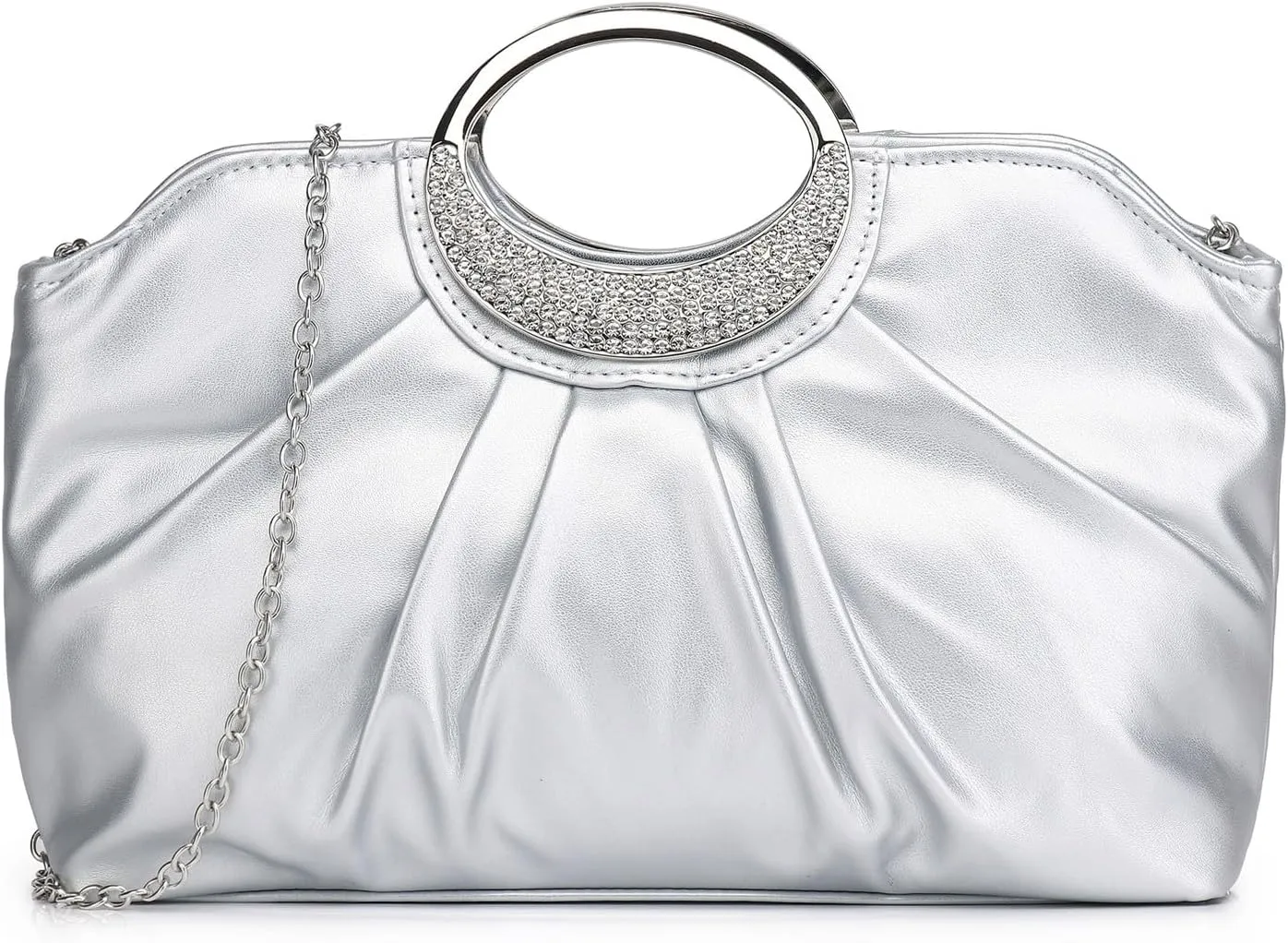 Clutch Purses for Women Elegant Pleated Evening Bag Fashion PU Leather Purse for Prom Cocktail Wedding