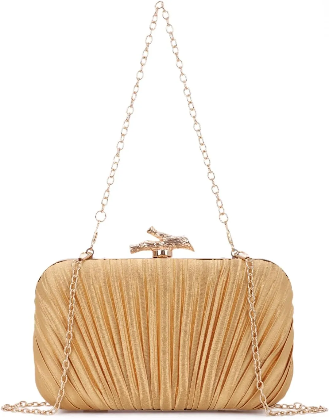 Clutch Purses for Women Evening Bag Pleated Clutch Bag with Chain for Wedding Party