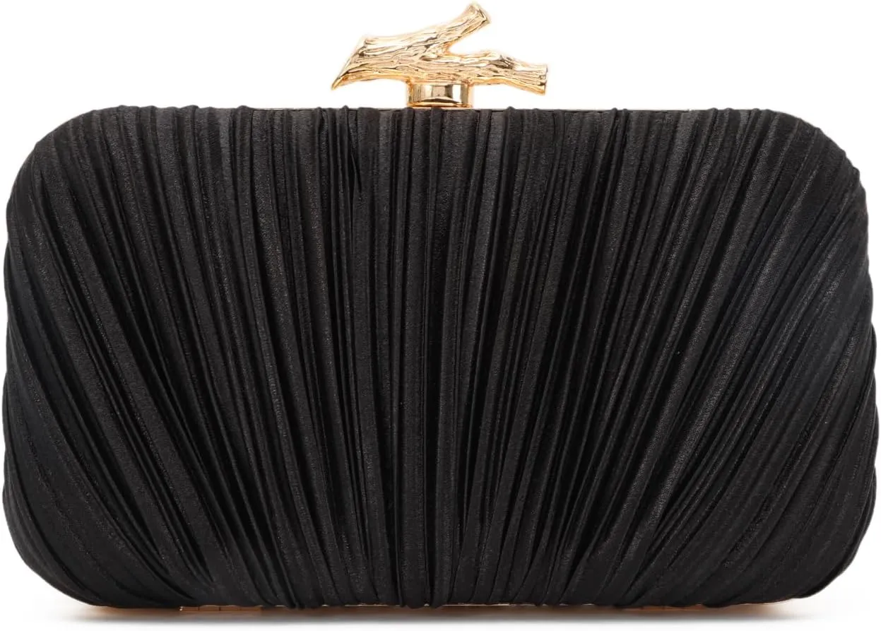 Clutch Purses for Women Evening Bag Pleated Clutch Bag with Chain for Wedding Party