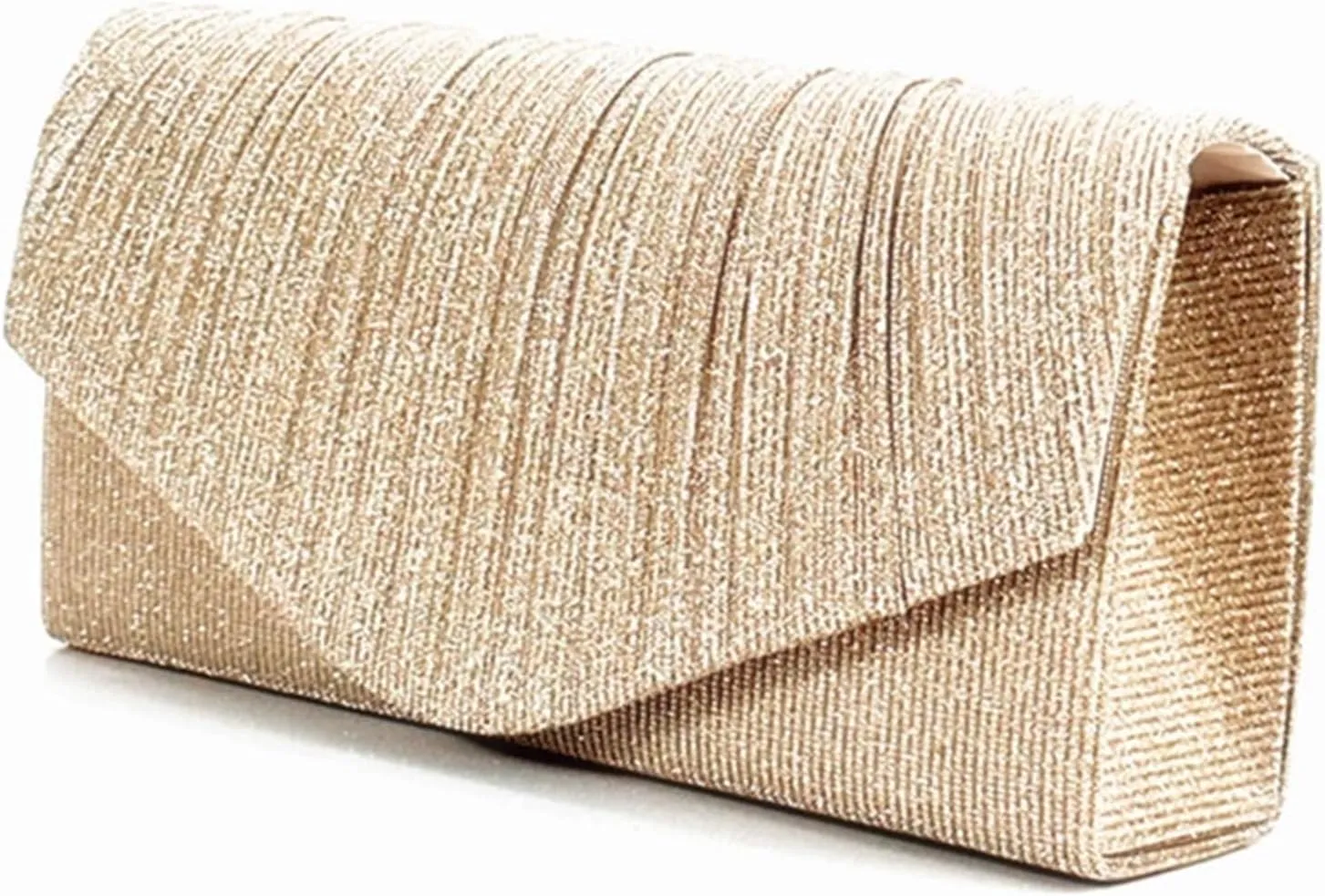 Clutch Purses for Women, Glitter Evening Bag with Chain Strap, Formal Pleated Design for Wedding, Cocktail, Party