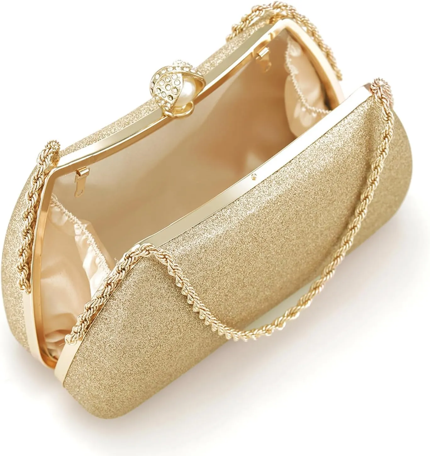 Clutch Purses for Women Shiny Wedding Silver Clutch Cross Body Bag Purses with Chain,Wedding Prom Party Club