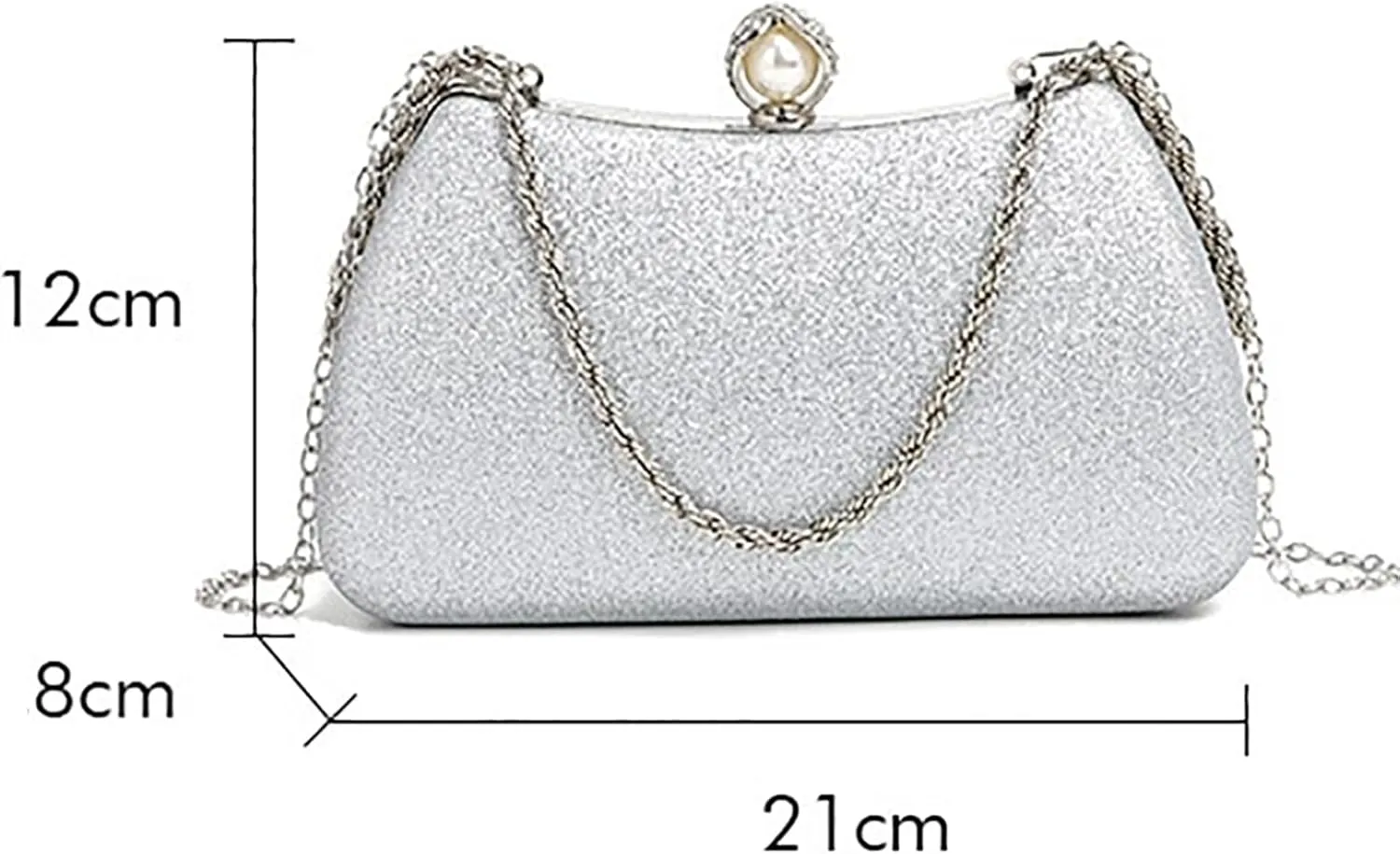 Clutch Purses for Women Shiny Wedding Silver Clutch Cross Body Bag Purses with Chain,Wedding Prom Party Club