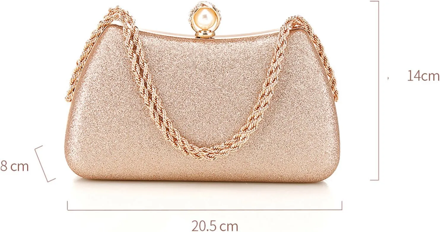 Clutch Purses for Women Shiny Wedding Silver Clutch Cross Body Bag Purses with Chain,Wedding Prom Party Club