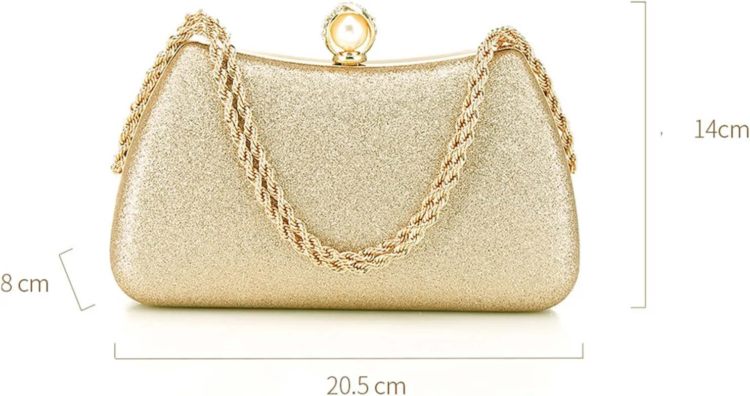 Clutch Purses for Women Shiny Wedding Silver Clutch Cross Body Bag Purses with Chain,Wedding Prom Party Club