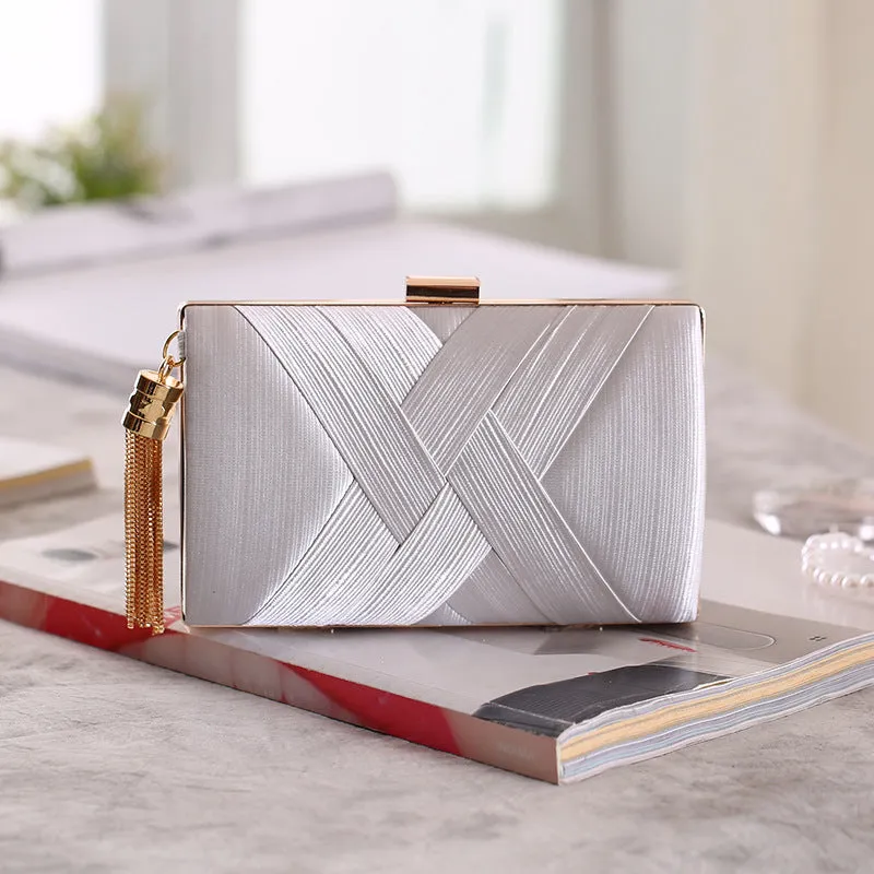 CM-BG122517 Women Elegant Stylish Cross Tassels Evening Clutch Bag (Available in 5 colors)