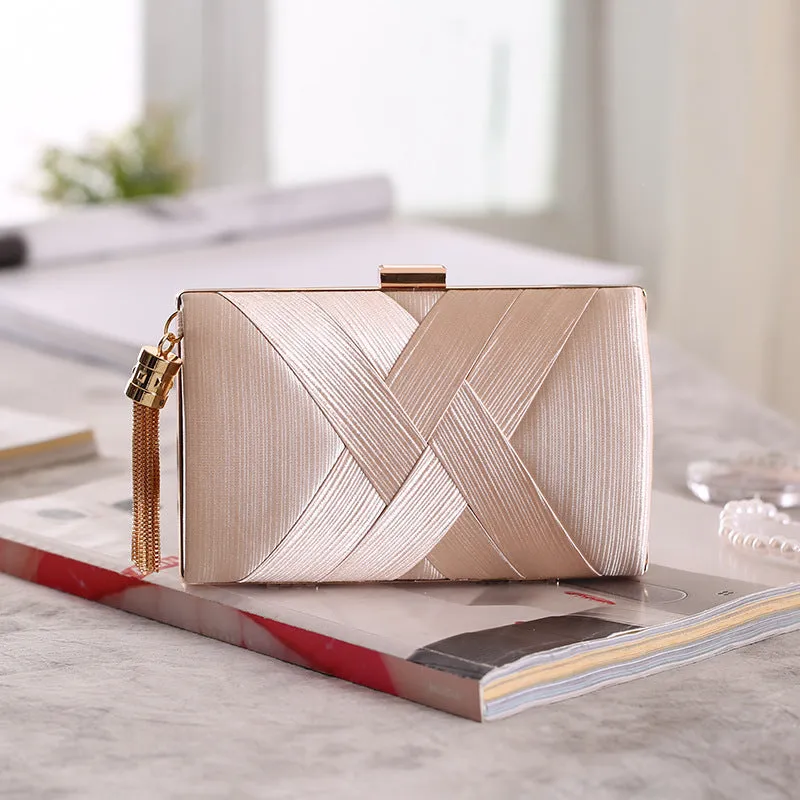 CM-BG122517 Women Elegant Stylish Cross Tassels Evening Clutch Bag (Available in 5 colors)
