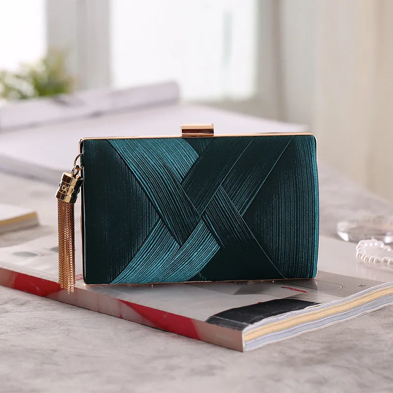 CM-BG122517 Women Elegant Stylish Cross Tassels Evening Clutch Bag (Available in 5 colors)