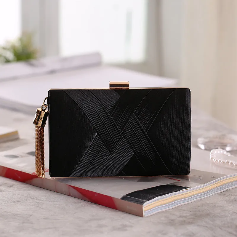 CM-BG122517 Women Elegant Stylish Cross Tassels Evening Clutch Bag (Available in 5 colors)