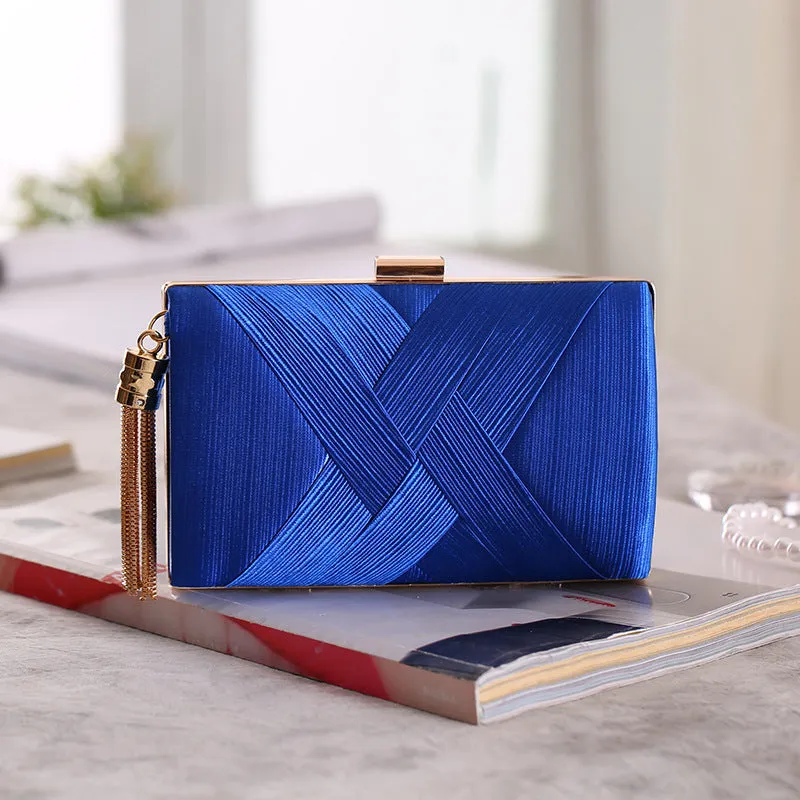 CM-BG122517 Women Elegant Stylish Cross Tassels Evening Clutch Bag (Available in 5 colors)