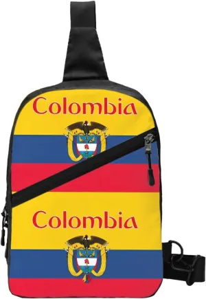 Colombia Coat of Arms Flag Colombian Flags Packable Crossbody Bag Portable Sling Bags Foldable Travel Daypack Reusable Sports Shoulder Backpack Diagonally Chest Bag for Workout