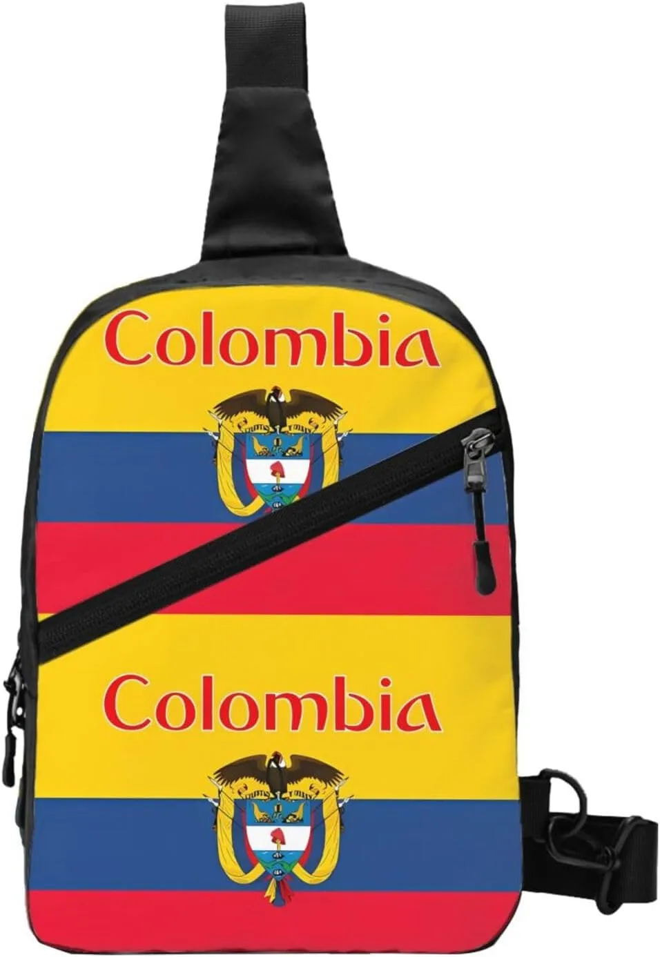 Colombia Coat of Arms Flag Colombian Flags Packable Crossbody Bag Portable Sling Bags Foldable Travel Daypack Reusable Sports Shoulder Backpack Diagonally Chest Bag for Workout