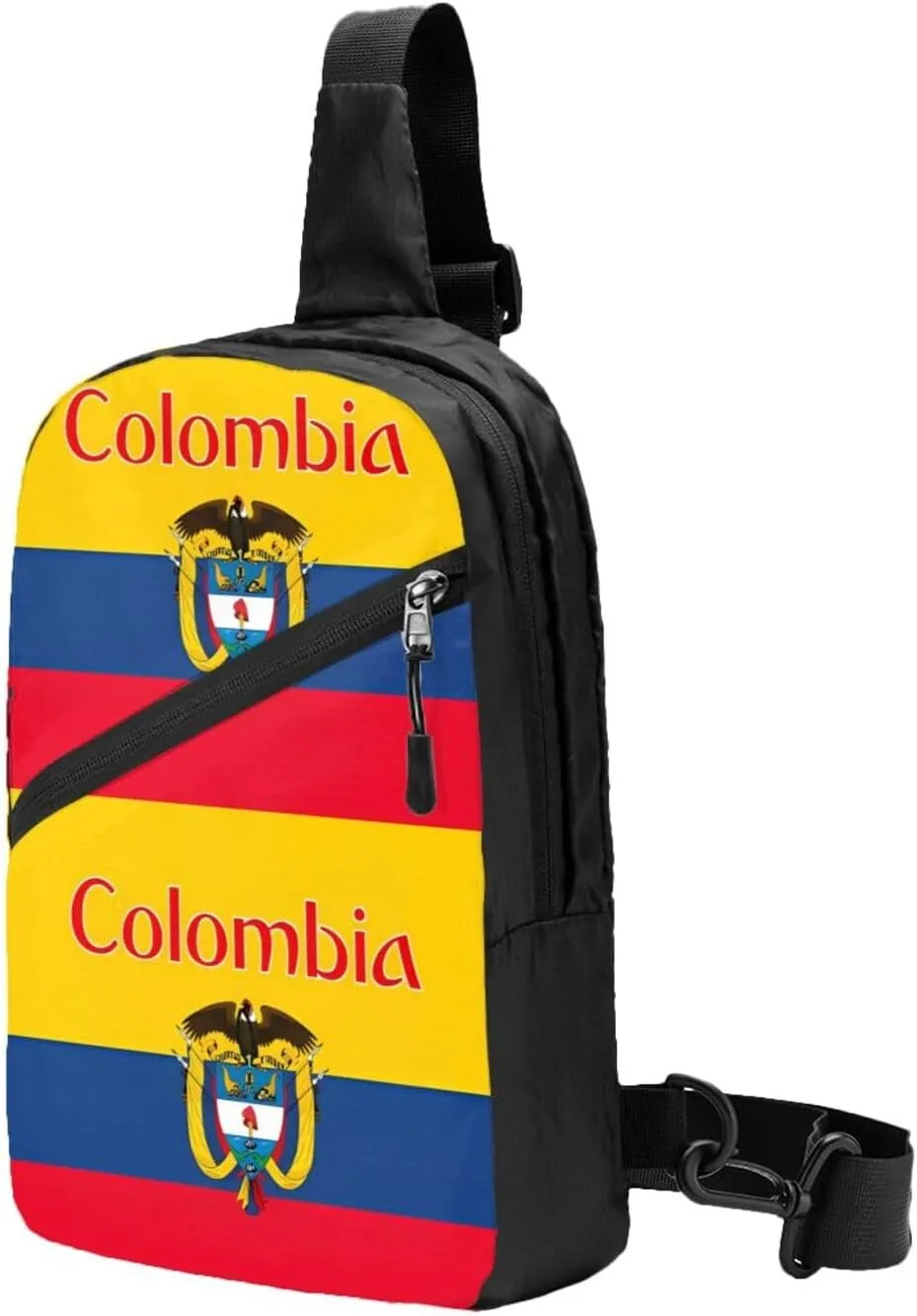 Colombia Coat of Arms Flag Colombian Flags Packable Crossbody Bag Portable Sling Bags Foldable Travel Daypack Reusable Sports Shoulder Backpack Diagonally Chest Bag for Workout