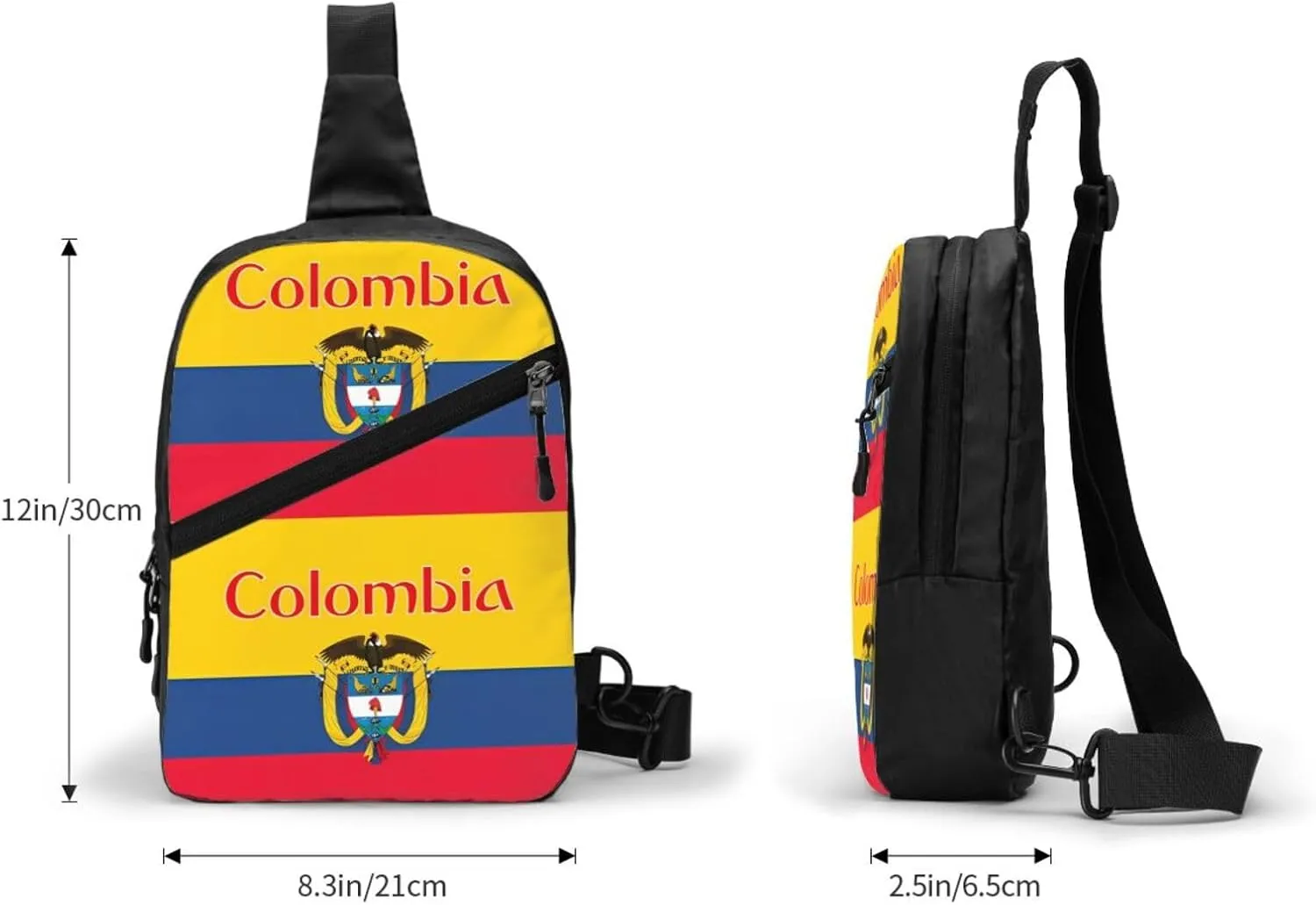 Colombia Coat of Arms Flag Colombian Flags Packable Crossbody Bag Portable Sling Bags Foldable Travel Daypack Reusable Sports Shoulder Backpack Diagonally Chest Bag for Workout