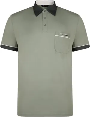 Contrasting Collar & Cuff Patterned Jersey Polo Shirt Sage
