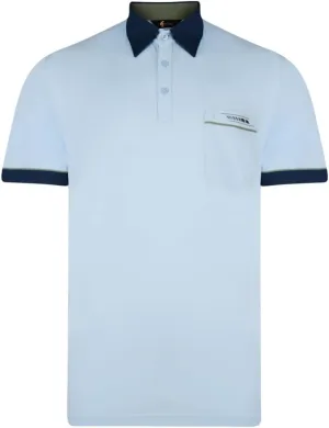 Contrasting Collar & Cuff Patterned Jersey Polo Shirt Sky