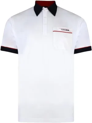 Contrasting Collar & Cuff Patterned Jersey Polo Shirt White
