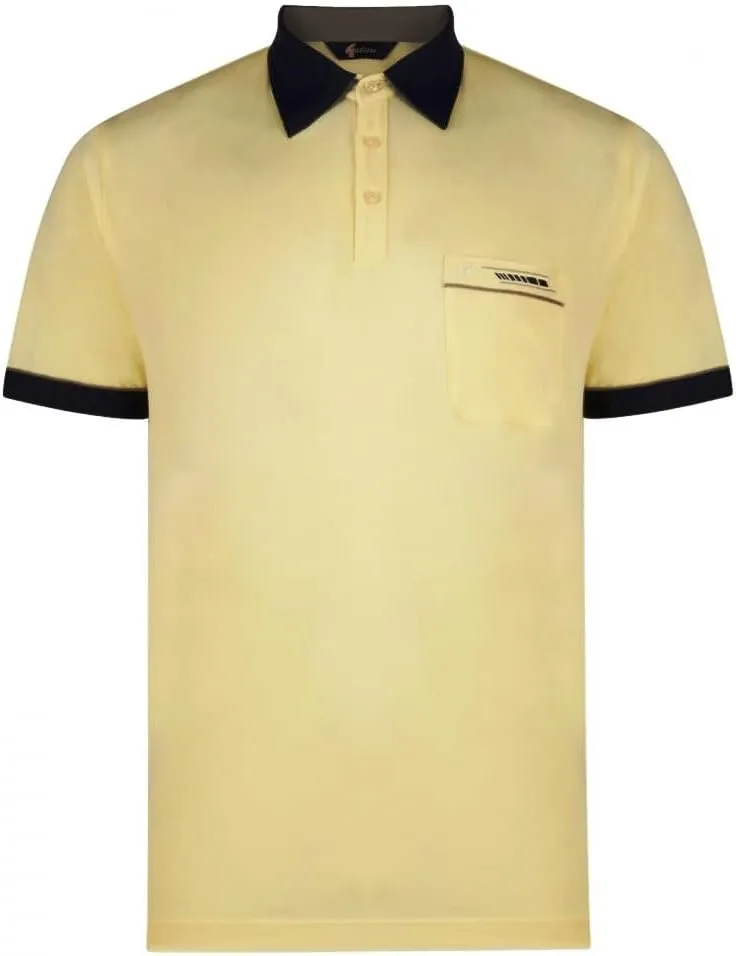 Contrasting Collar & Cuff Patterned Jersey Polo Shirt