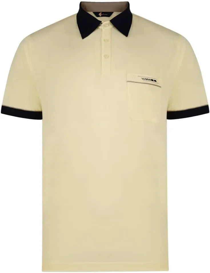 Contrasting Collar & Cuff Patterned Jersey Polo Shirt